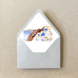 Santorini Greece Watercolor Euroflap Envelope Liner | Set of 10 | For 5x7” invitations Envelope Liners