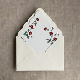 Red velvet Camellia floral envelope liner for A7 euro flap envelope | pack of 10 Envelope Liners
