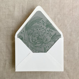 Sage elegant peonies and berries liner for A7 euro flap envelope | pack of 10 Envelope Liners
