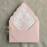 La belle rose lace white ink printed vellum envelope liner for A7 euro flap envelope | pack of 10 Envelope Liners