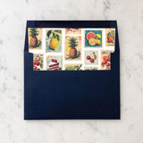 A7 Envelope Liners Vintage Postage Stamp Fruits Square Flap (set of 10) Envelope Liners