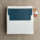 white ink print Stella Celestial printed dark teal blue envelope liner for A7 square flap envelope Envelope Liners