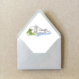 New York City Brooklyn Bridge Watercolor Euroflap Envelope Liner | Set of 10 | For 5x7” invitations Envelope Liners