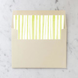 A7 Envelope Liners Chartreuse Green Stripes Square Flap (set of 10) Envelope Liners
