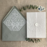 White English botanical vellum wrap for 5x7 card + liner for A7 euro envelope Envelope Liners