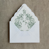 French rose lace sage envelope liner for A7 euro flap envelope | pack of 10 Envelope Liners