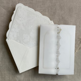 Scallop vellum wrap for 5x7 card + floral lace liner for A7 euro envelope Envelope Liners