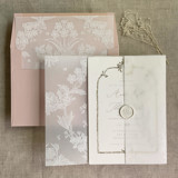 White venetian lace vellum wrap for 5x7 card + liner for A7 square envelope Envelope Liners