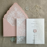 White la belle rose vellum wrap for 5x7 card + liner for A7 euro envelope Envelope Liners