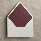 Gold stars burgundy envelope liner for A7 euro flap envelope | pack of 10 Envelope Liners