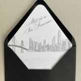 San Francisco Skyline Envelope Liner with Custom Saying |Self-adhesive |  Set of 10 | For 5x7 Euro Flap Envelope Envelope Liners