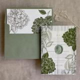 Moss hydrangea vellum wrap for 5x7 card + liner for A7 square envelope | Set of 10 Envelope Liners