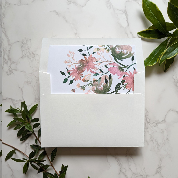 Delicate Floral Watercolor Square Envelope Liner Set of 10 Envelope Liners by Campofiore Paper
