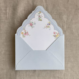 Clara pale blue scallop floral edge printed envelope liner for A7 euro flap envelope | pack of 10 Envelope Liners