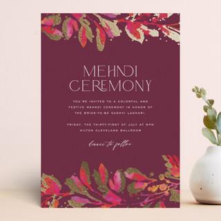 Bright abstract Foil-Pressed Mehndi Invitations