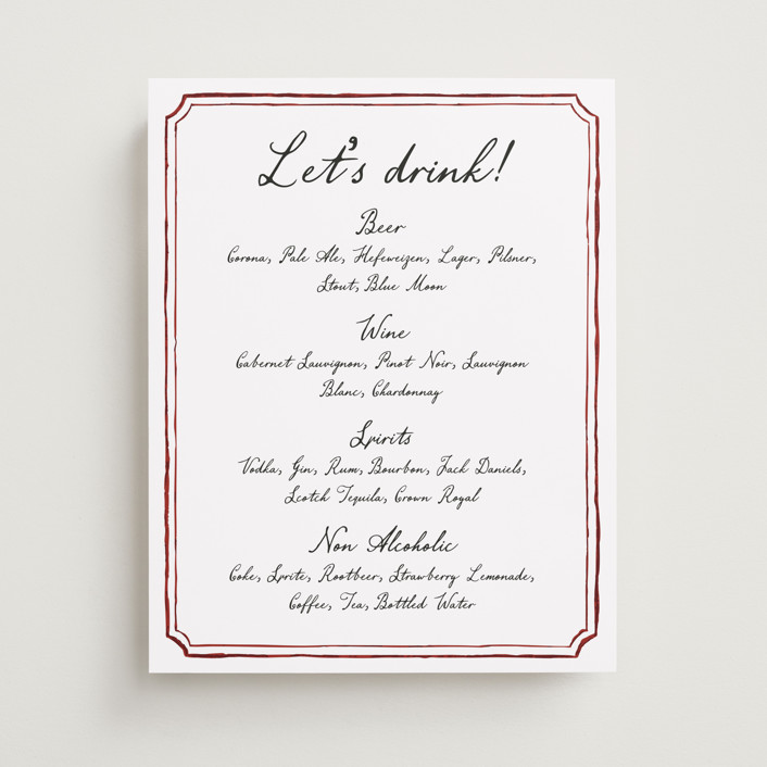 Handwritten Menu Signs by Cass Loh | Minted
