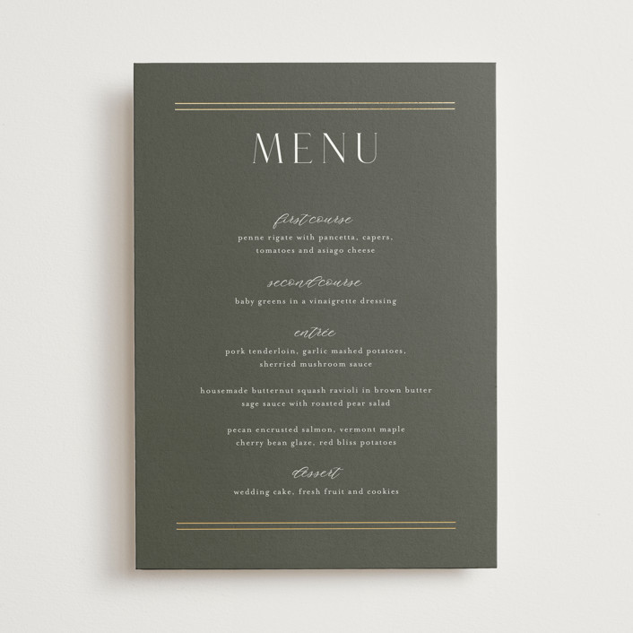 Perfect Pair Foil-Pressed Menus by Stacey Meacham | Minted
