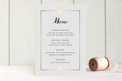 Regal White Foil-Pressed Menus by Carrie ONeal | Minted