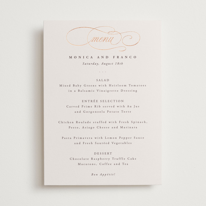 And Centered Foil-Pressed Menus by Hooray Creative | Minted