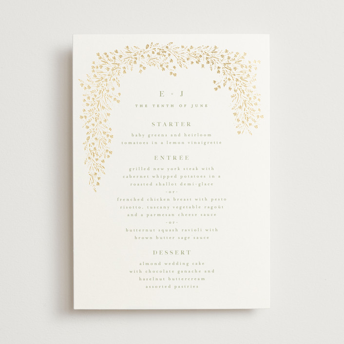 Villa Foil-Pressed Menus by Kristie Kern | Minted