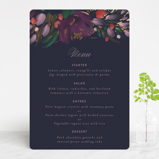 Moody Floral Foil-Pressed Menus