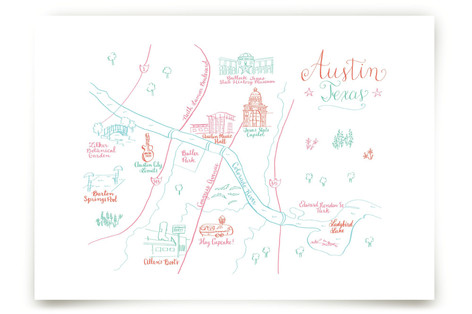 Austin, Texas Calligraphy Map Fine Art Prints