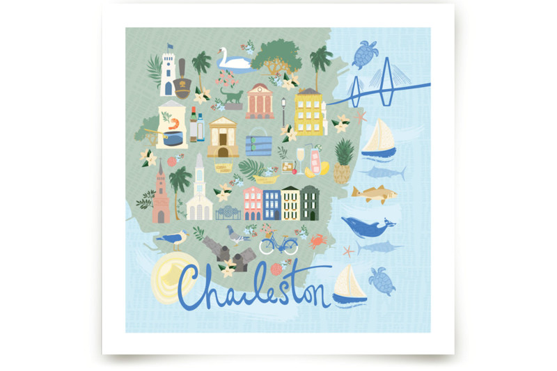 Charleston Illustrated Map Fine Art Prints by Lauren Hughes | Minted