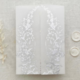 Flowers Real Silver Foil Stamping on Vellum Jackets, Set of 10 Invitation Jackets and Overlays