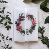 Wreath Watercolor Vellum Wrap Invitation Jackets and Overlays