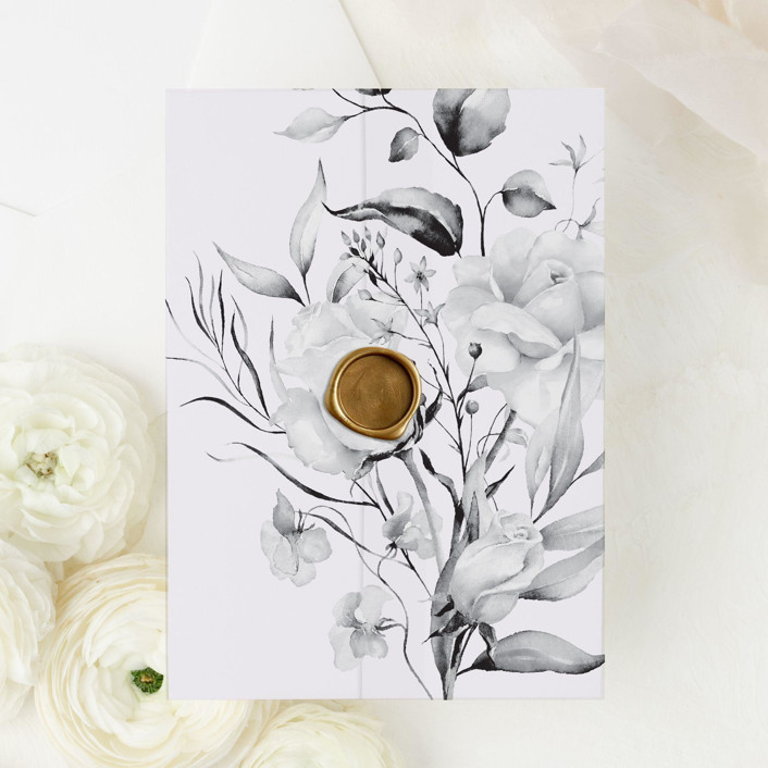 Black Rose Floral Vellum Jackets Set of 10 Vellum Wraps Invitation Jackets and Overlays by