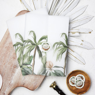 Palm Tree and Coconut Vellum Jackets | Set of 25 Invitation Jackets and Overlays