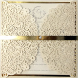 Cream Laser Cut Cover | Set of 10 | Envelopes Included Invitation Jackets and Overlays