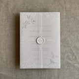 Grace floral white vellum wrap for 5x7 card  | pack of 10 Invitation Jackets and Overlays
