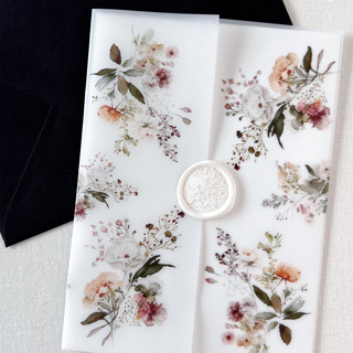 Wildflower Fall Floral Vellum Wraps | Set of 10 Invitation Jackets and Overlays