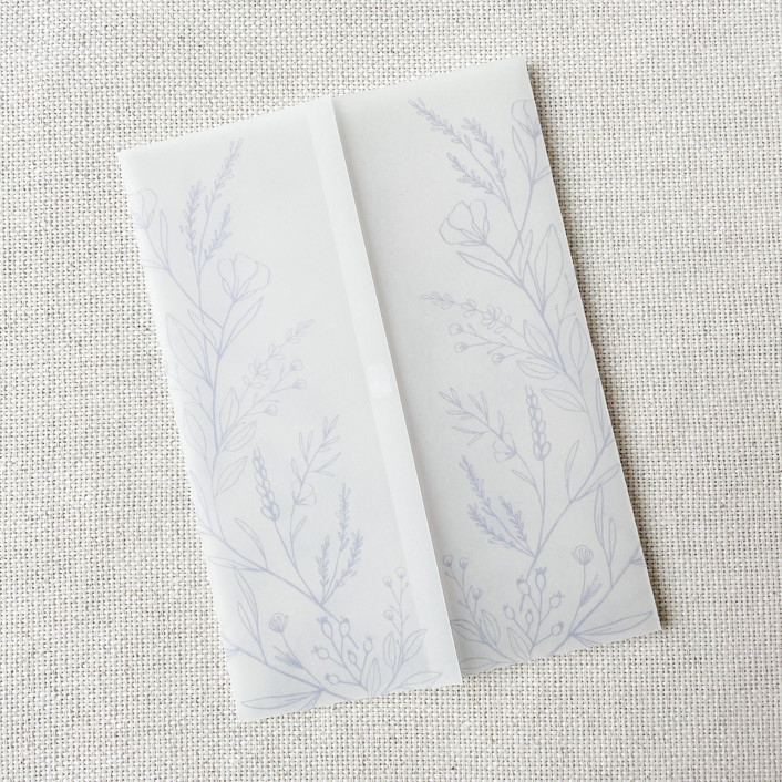 Botanical Florals Vellum Jacket Set of 10 Lavender Invitation