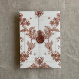 Venetian floral lace rust color printed vellum wrap for 5x7 card  | pack of 10 Invitation Jackets and Overlays