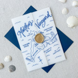 Martha's Vineyard Vellum Jackets | Set of 10 | Blue & Green Color Options Invitation Jackets and Overlays