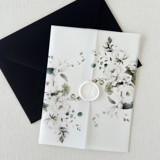 White Rose Vellum Wrap for Wedding Invitations | Set of 10 Invitation Jackets and Overlays