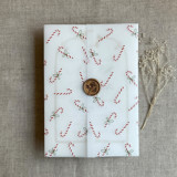 Holiday candy cane printed vellum wrap for 5x7 card | pack of 10