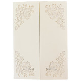 Cream Gatefold with Intricate Laser Cut Roses for 5x7 Card | Set of 10 | Envelopes Included Invitation Jackets and Overlays