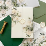 White Rose Vellum Jacket for Wedding Invitations (10 Pack) Invitation Jackets and Overlays