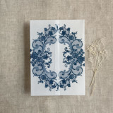Navy La belle rose lace printed vellum wrap for 5x7 card  | pack of 10 Invitation Jackets and Overlays