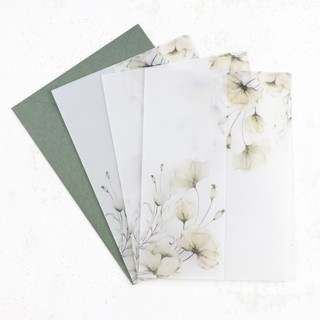 Yellow Floral Vine Vellum Jackets | Size 5x7 | Set of 25 Invitation Jackets and Overlays