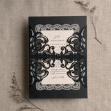 Antique black glitter lace wedding invitation Jacket for 5x7 cards | pack of 10 Invitation Jackets and Overlays