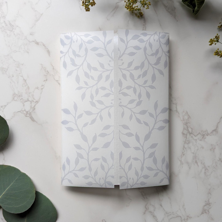 Ivy Watercolor Vellum Wrap Set of 10 Invitation Jackets and Overlays