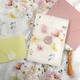 Pink Poppy Floral Vellum Jacket (10 pack) Invitation Jackets and Overlays