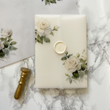 Minimal White Rose Floral Vellum Jacket for Wedding Invnitations (10 Pack) Invitation Jackets and Overlays
