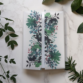 Holiday Leaves Watercolor Vellum Wrap Invitation Jackets and Overlays