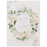 Vellum Jacket with a Wreath of White Hydrangeas and Roses, Set of 10 Invitation Jackets and Overlays