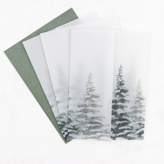 Snowy Trees Vellum Jackets for Holiday Cards and Winter Stationery | Size 5x7 | Set of 25 Invitation Jackets and Overlays